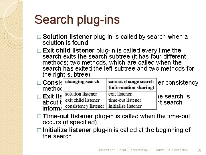 Search plug-ins � Solution listener plug-in is called by search when a solution is