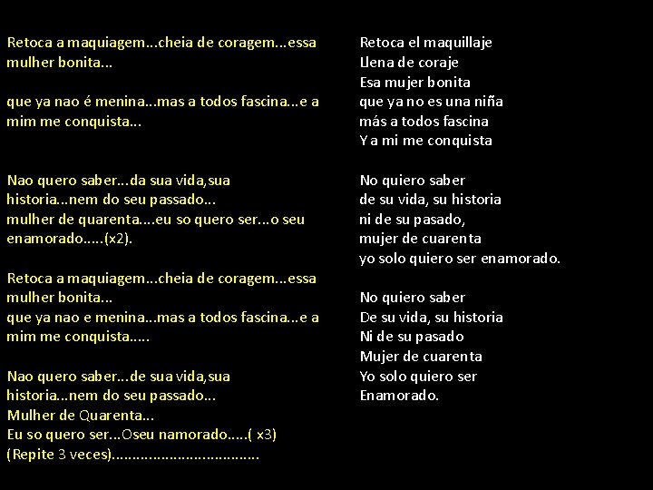 Retoca a maquiagem. . . cheia de coragem. . . essa mulher bonita. .