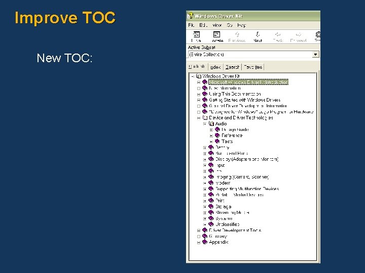 Improve TOC New TOC: 