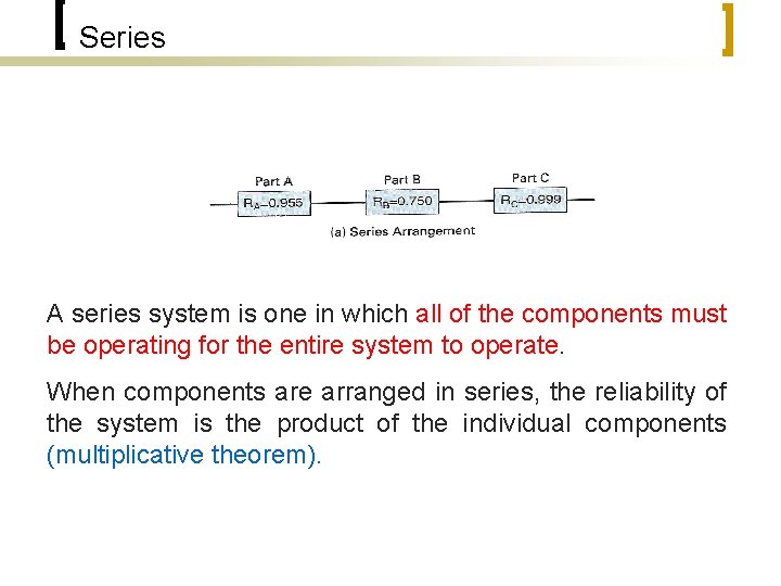 Series A series system is one in which all of the components must be