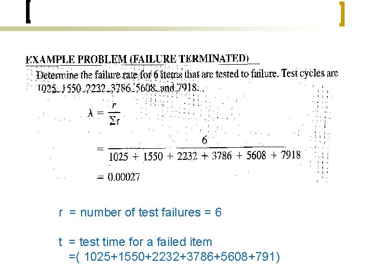 r = number of test failures = 6 t = test time for a