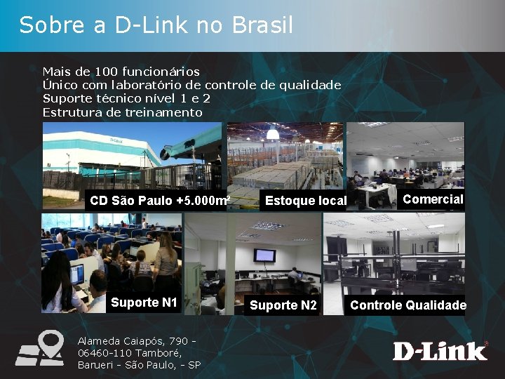 Sobre a D-Link no Brasil Mais de 100 funcionários Único com laboratório de controle