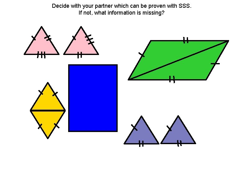 Decide with your partner which can be proven with SSS. If not, what information