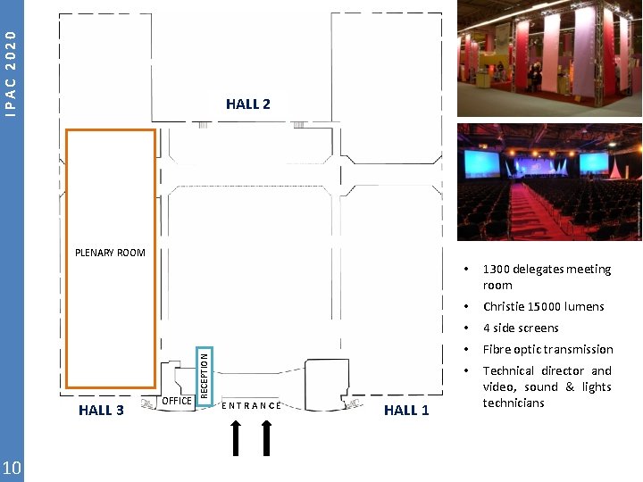 IPAC 2020 HALL 2 HALL 3 10 OFFICE RECEPTION PLENARY ROOM E N T