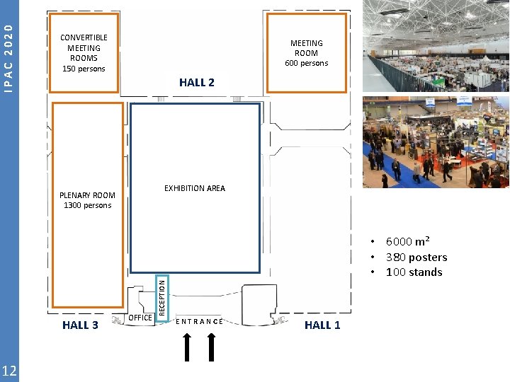 IPAC 2020 CONVERTIBLE MEETING ROOMS 150 persons MEETING ROOM 600 persons HALL 2 EXHIBITION