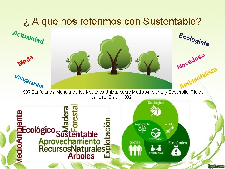 ¿ A que nos referimos con Sustentable? Actu alid ad a od M Van