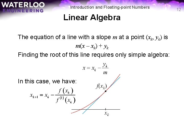 Introduction and Floating-point Numbers Linear Algebra The equation of a line with a slope