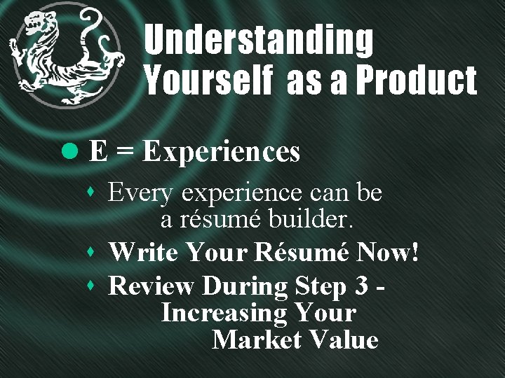 Understanding Yourself as a Product l E = Experiences s Every experience can be