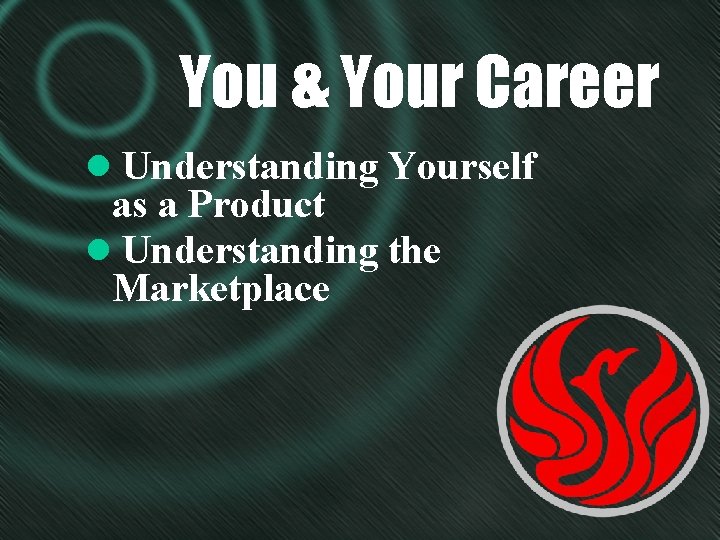 You & Your Career l Understanding Yourself as a Product l Understanding the Marketplace