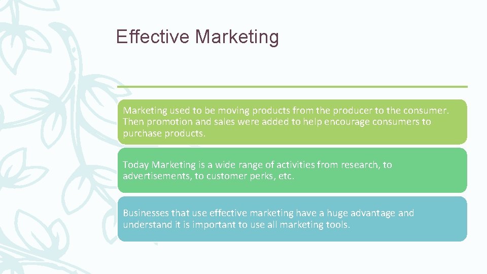 Effective Marketing used to be moving products from the producer to the consumer. Then