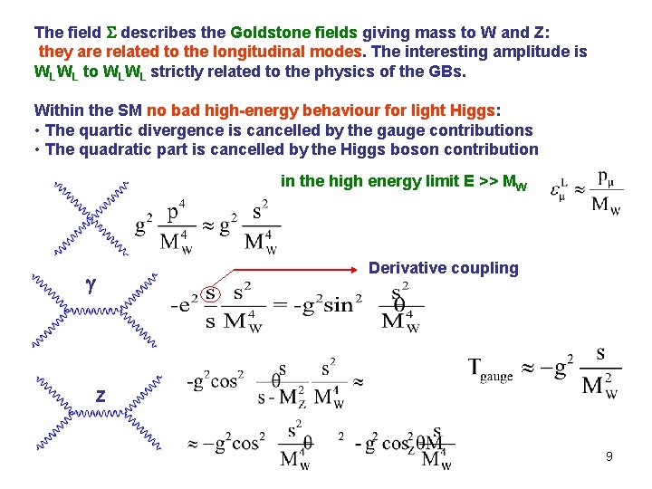 The field describes the Goldstone fields giving mass to W and Z: they are