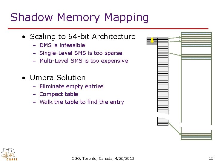 Shadow Memory Mapping • Scaling to 64 -bit Architecture – DMS is infeasible –