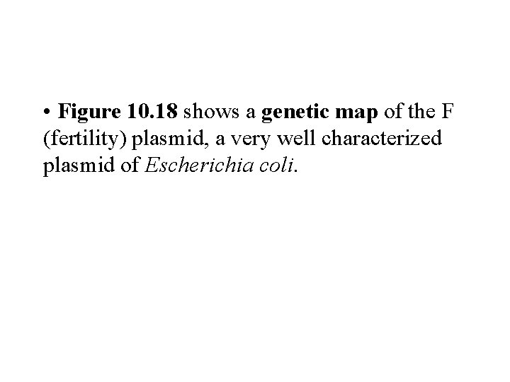  • Figure 10. 18 shows a genetic map of the F (fertility) plasmid,