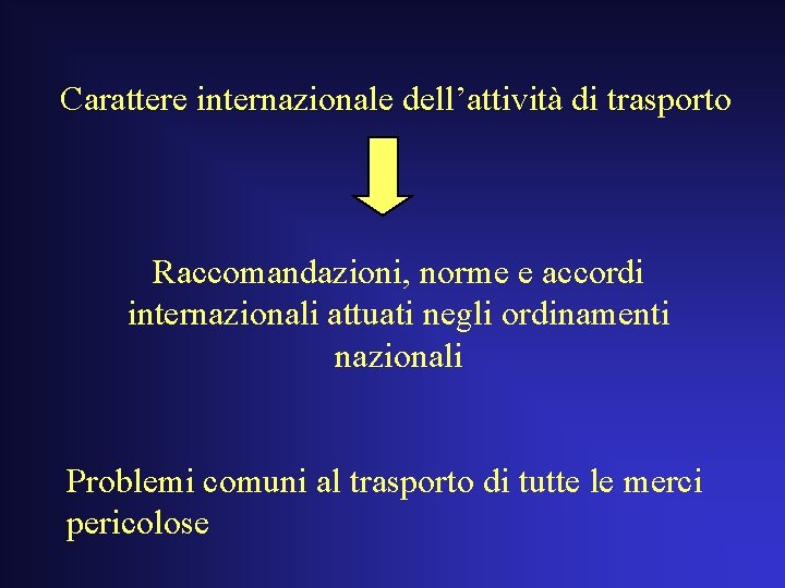 Carattere internazionale dell’attività di trasporto Raccomandazioni, norme e accordi internazionali attuati negli ordinamenti nazionali