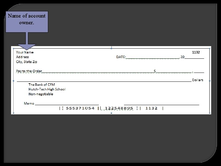 Name of account owner. 