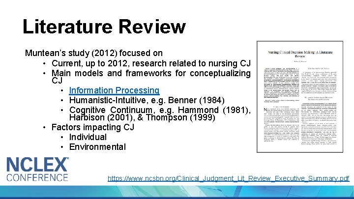 Literature Review Muntean’s study (2012) focused on • Current, up to 2012, research related