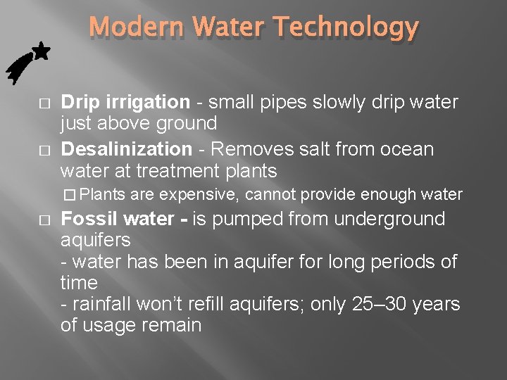 Modern Water Technology � � Drip irrigation - small pipes slowly drip water just