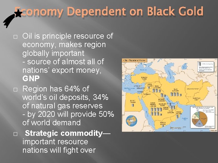 Economy Dependent on Black Gold � � � Oil is principle resource of economy,