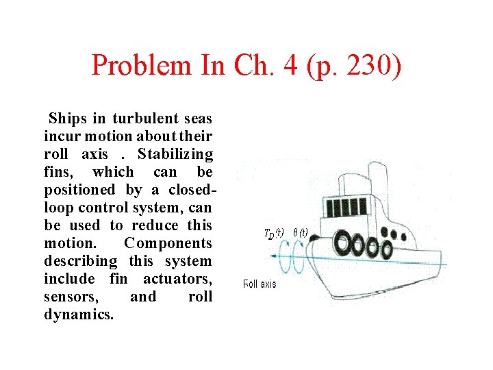 Problem In Ch. 4 (p. 230) Ships in turbulent seas incur motion about their