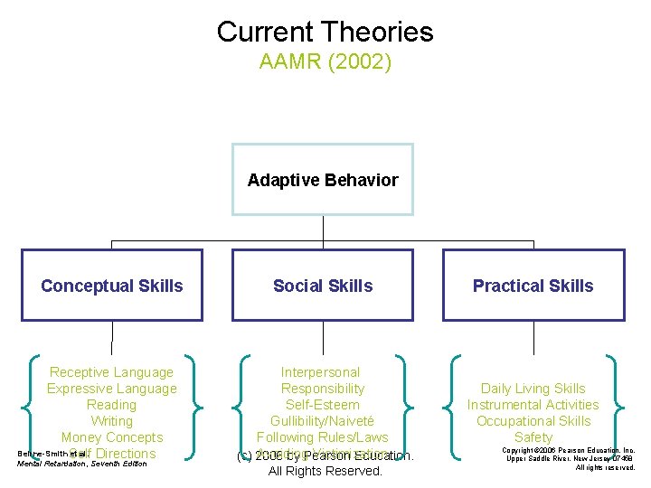 Current Theories AAMR (2002) Adaptive Behavior Conceptual Skills Receptive Language Expressive Language Reading Writing