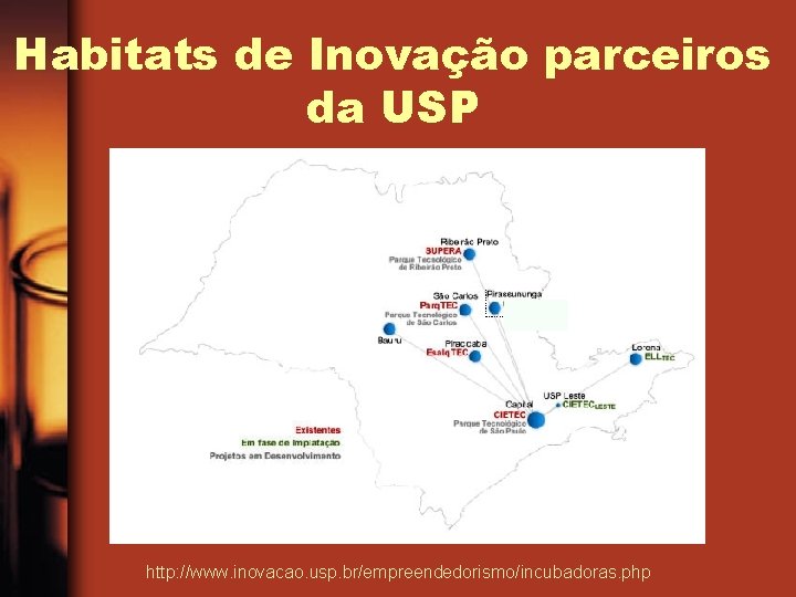 Habitats de Inovação parceiros da USP http: //www. inovacao. usp. br/empreendedorismo/incubadoras. php 