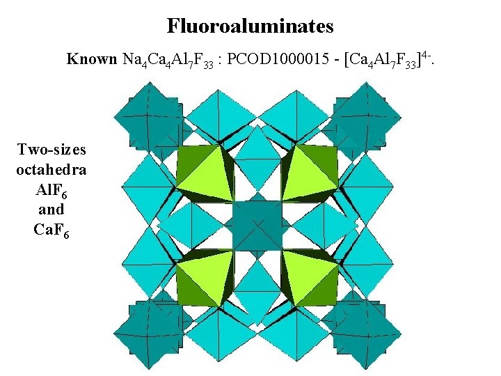 Fluoroaluminates Known Na 4 Ca 4 Al 7 F 33 : PCOD 1000015 -