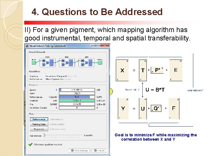 4. Questions to Be Addressed II) For a given pigment, which mapping algorithm has