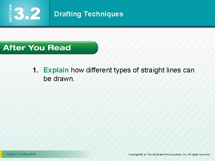 3. 2 Drafting Techniques 1. Explain how different types of straight lines can be