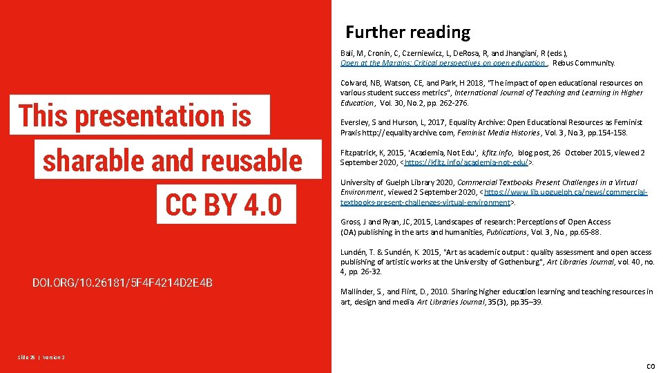 Further reading Bali, M, Cronin, C, Czerniewicz, L, De. Rosa, R, and Jhangiani, R