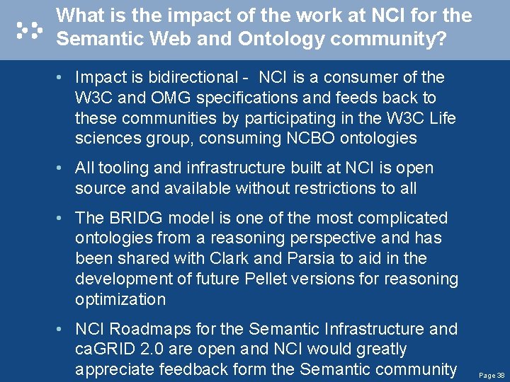 What is the impact of the work at NCI for the Semantic Web and