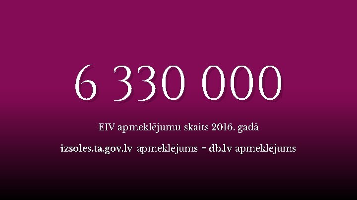 6 330 000 EIV apmeklējumu skaits 2016. gadā izsoles. ta. gov. lv apmeklējums =