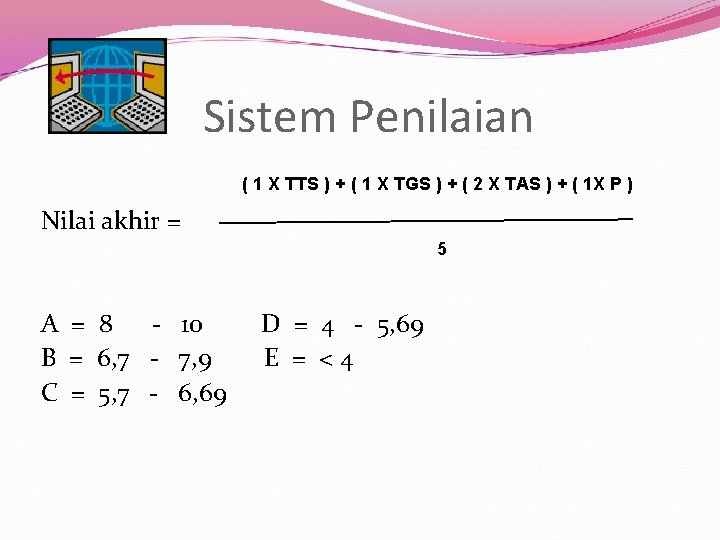  Sistem Penilaian ( 1 X TTS ) + ( 1 X TGS )