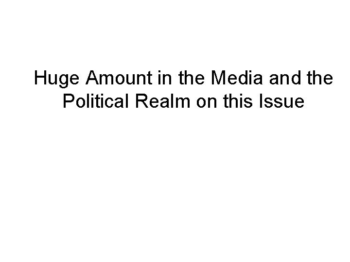 Huge Amount in the Media and the Political Realm on this Issue 