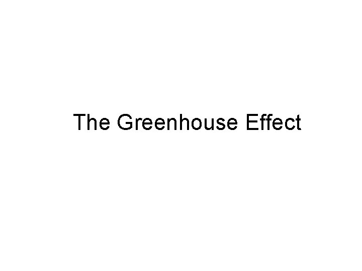 The Greenhouse Effect 