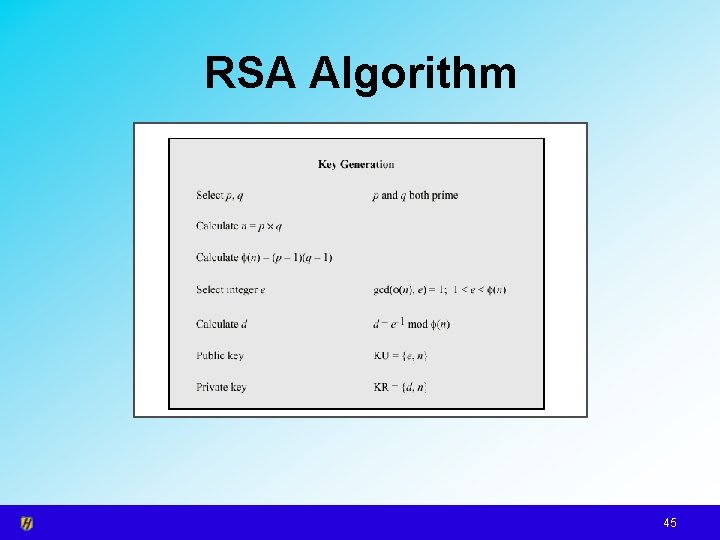 RSA Algorithm 45 