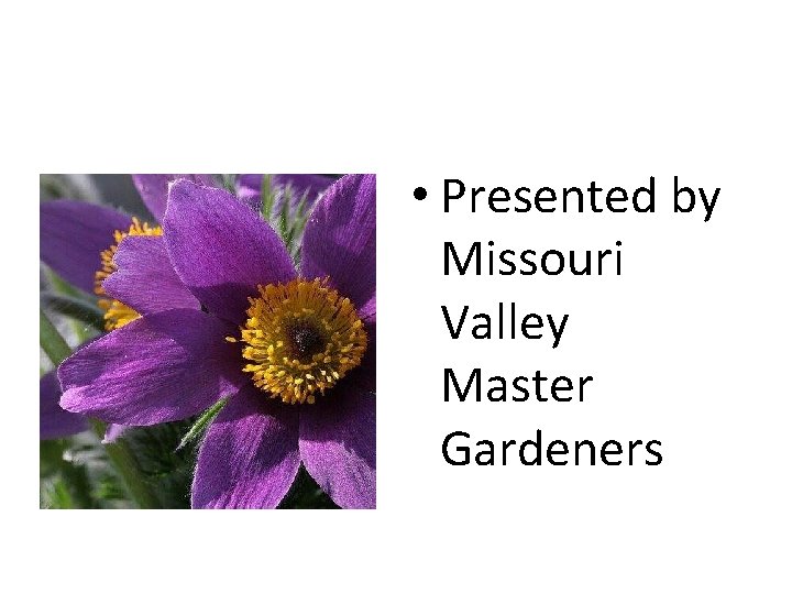  • Presented by Missouri Valley Master Gardeners 