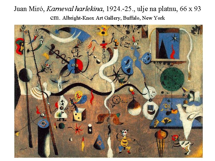 Juan Miró, Karneval harlekina, 1924. -25. , ulje na platnu, 66 x 93 cm.