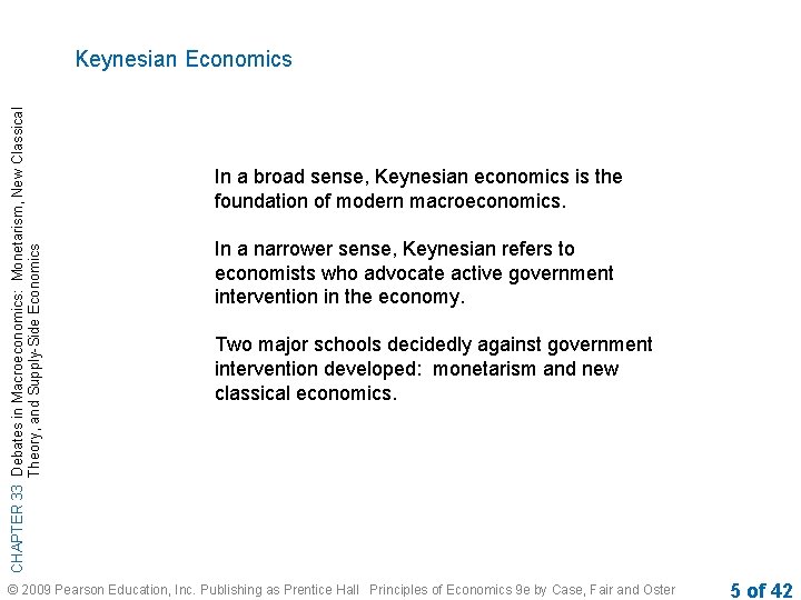 CHAPTER 33 Debates in Macroeconomics: Monetarism, New Classical Theory, and Supply-Side Economics Keynesian Economics