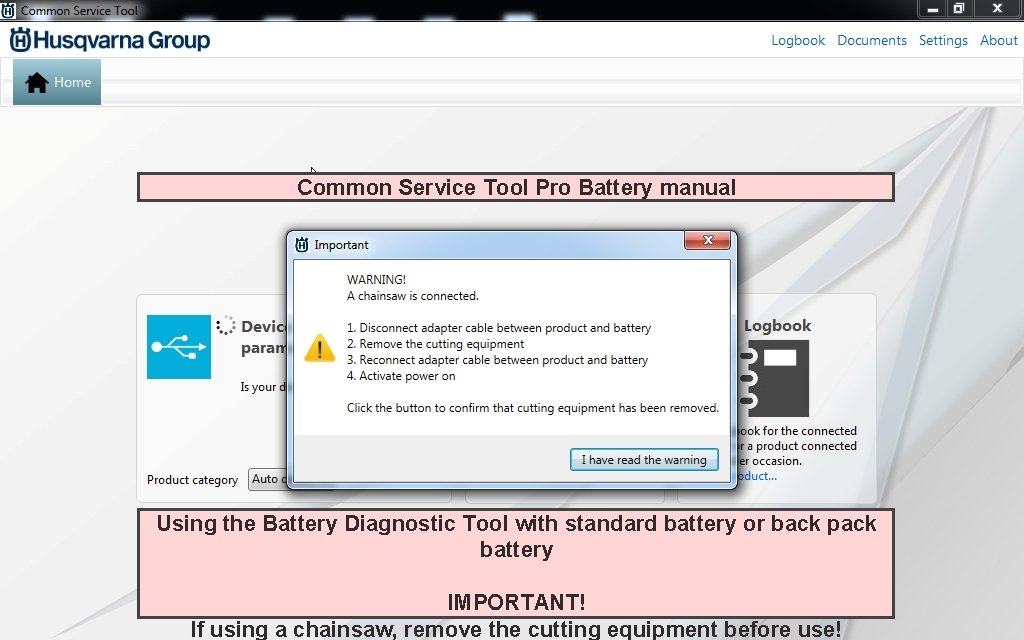 Common Service Tool Pro Battery manual Using the Battery Diagnostic Tool with standard battery