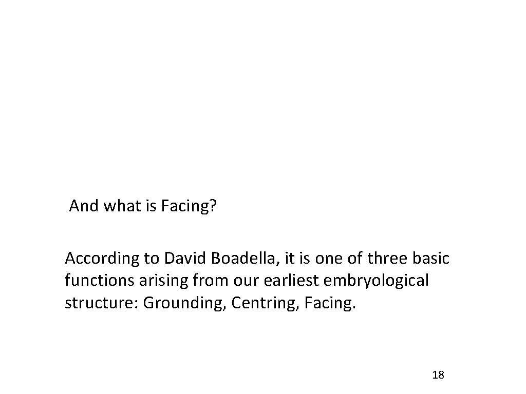 And what is Facing? According to David Boadella, it is one of three basic