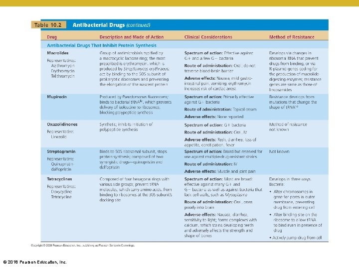[INSERT TABLE 10. 2] © 2018 Pearson Education, Inc. 