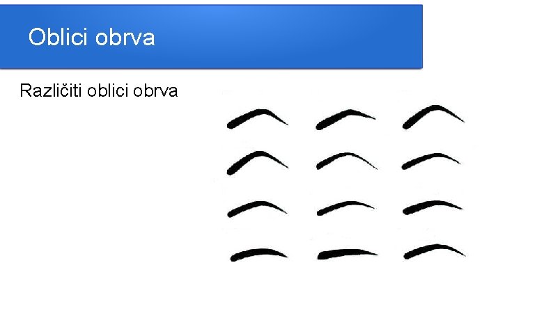 Oblici obrva Različiti oblici obrva 