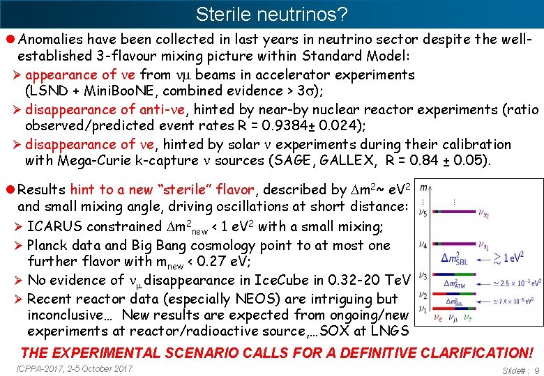 Sterile neutrinos? Anomalies have been collected in last years in neutrino sector despite the