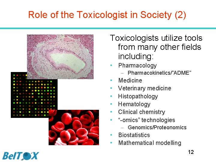 Role of the Toxicologist in Society (2) Toxicologists utilize tools from many other fields