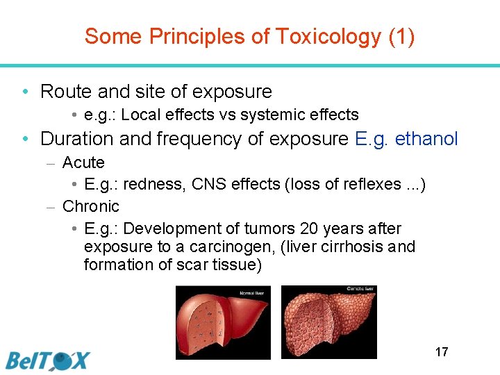 Some Principles of Toxicology (1) • Route and site of exposure • e. g.