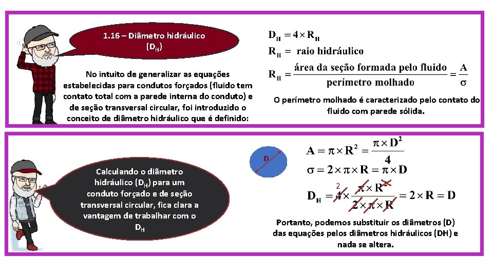 1. 16 – Diâmetro hidráulico (DH) No intuito de generalizar as equações estabelecidas para