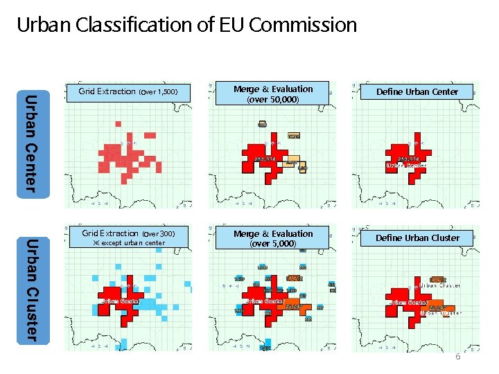 Urban Classification of EU Commission Urban Center Urban Cluster Grid Extraction (over 1, 500)