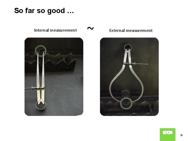 So far so good … Internal measurement ~ External measurement 35 