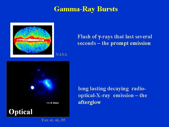 Gamma-Ray Bursts Flash of g-rays that last several seconds – the prompt emission NASA