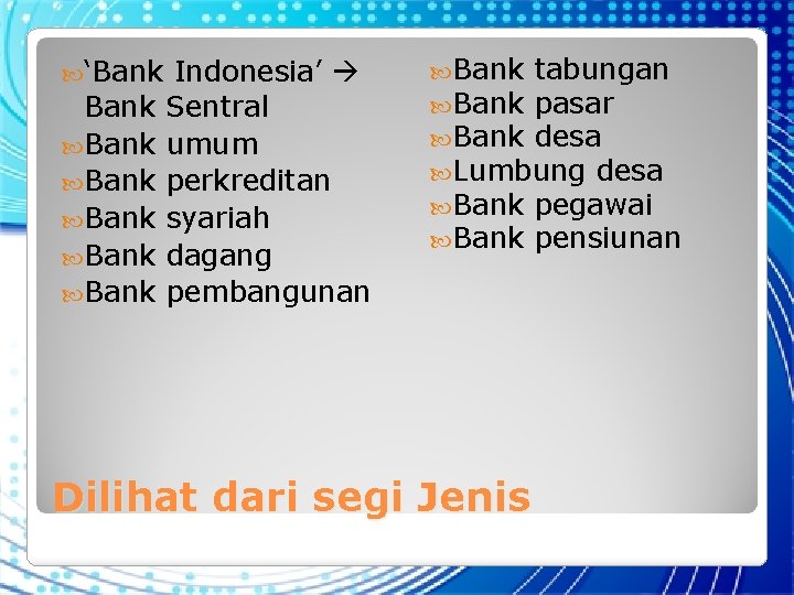  ‘Bank Bank Indonesia’ Sentral umum perkreditan syariah dagang pembangunan Bank tabungan Bank pasar